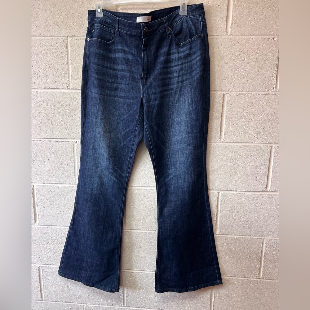 Kancan dark wash plus size flare leg jeans
